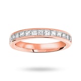 Mappin & Webb 18 Carat Rose Gold 1.00 Carat Princess Cut Half Eternity Ring - Ring Size J
