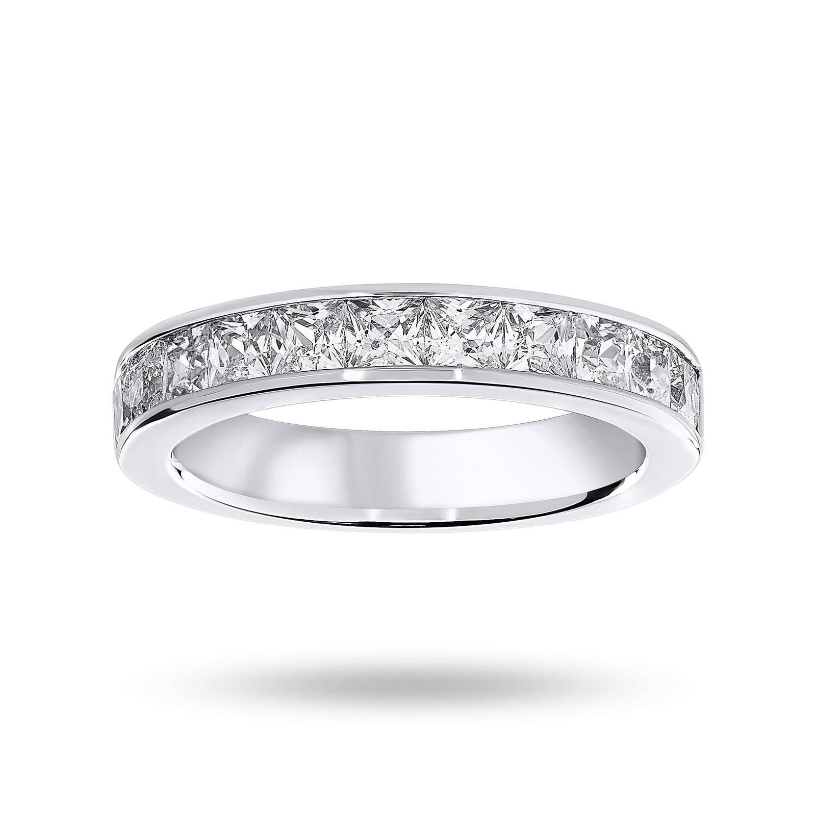 Platinum 1.50 Carat Princess Cut Half Eternity Ring - Ring Size P