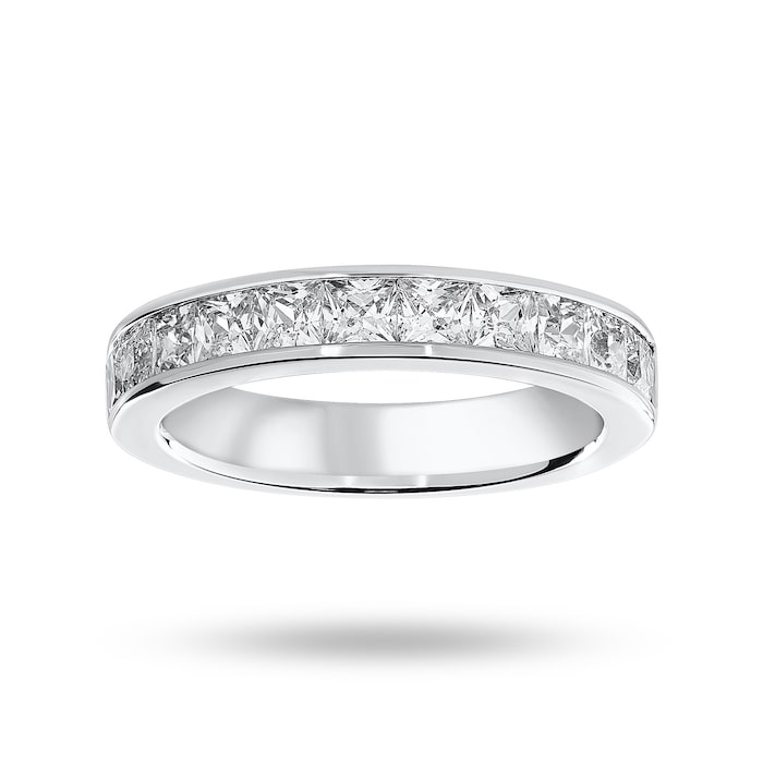 Mappin & Webb Platinum 1.50 Carat Princess Cut Half Eternity Ring - Ring Size J