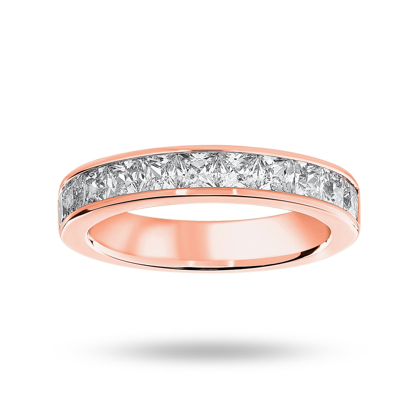 18 Carat Rose Gold 1.50 Carat Princess Cut Half Eternity Ring - Ring Size J