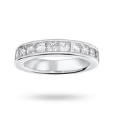 Mappin & Webb 18 Carat White Gold 2.00 Carat Princess Cut Half Eternity Ring - Ring Size K