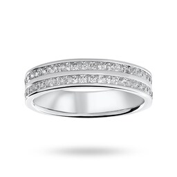 06505273 - 18 Carat White Gold 0.75 Carat Princess Cut 2 Row Half Eternity Ring