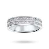 Mappin & Webb 18 Carat White Gold 0.75 Carat Princess Cut 2 Row Half Eternity Ring - Ring Size J
