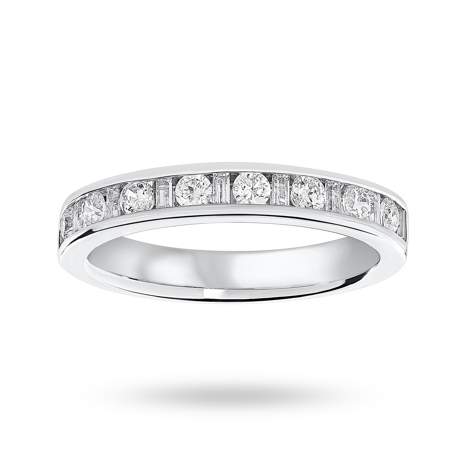 Platinum 0.50 Carat Dot Dash Half Eternity Ring - Ring Size J