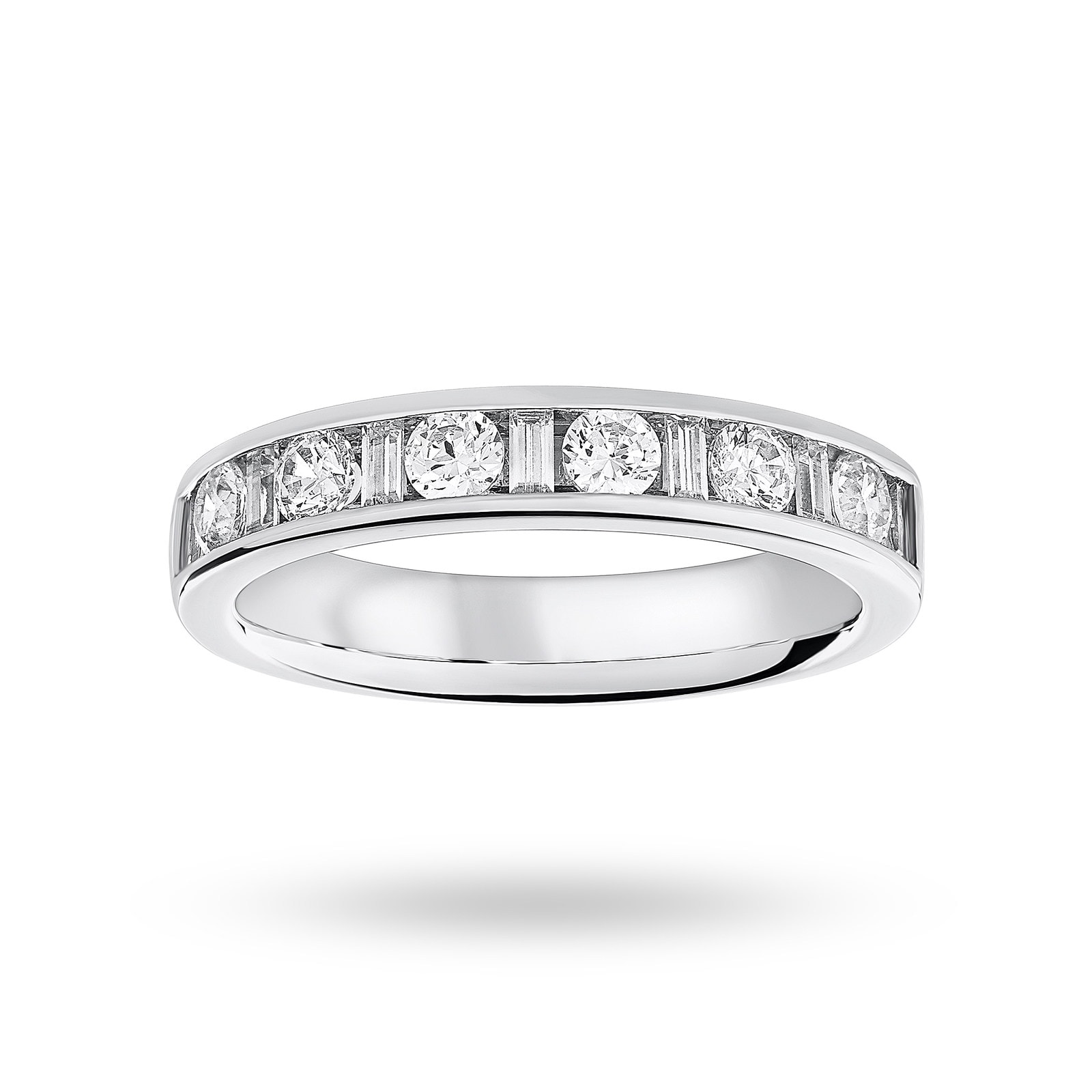 Platinum 0.75 Carat Dot Dash Half Eternity Ring - Ring Size O