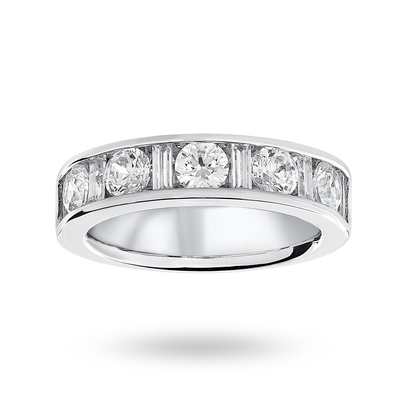 18 Carat White Gold 1.45 Carat Dot Dash Half Eternity Ring - Ring Size J