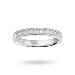 06505376 - 18 Carat White Gold 0.33 Carat Baguette Cut Half Eternity Ring