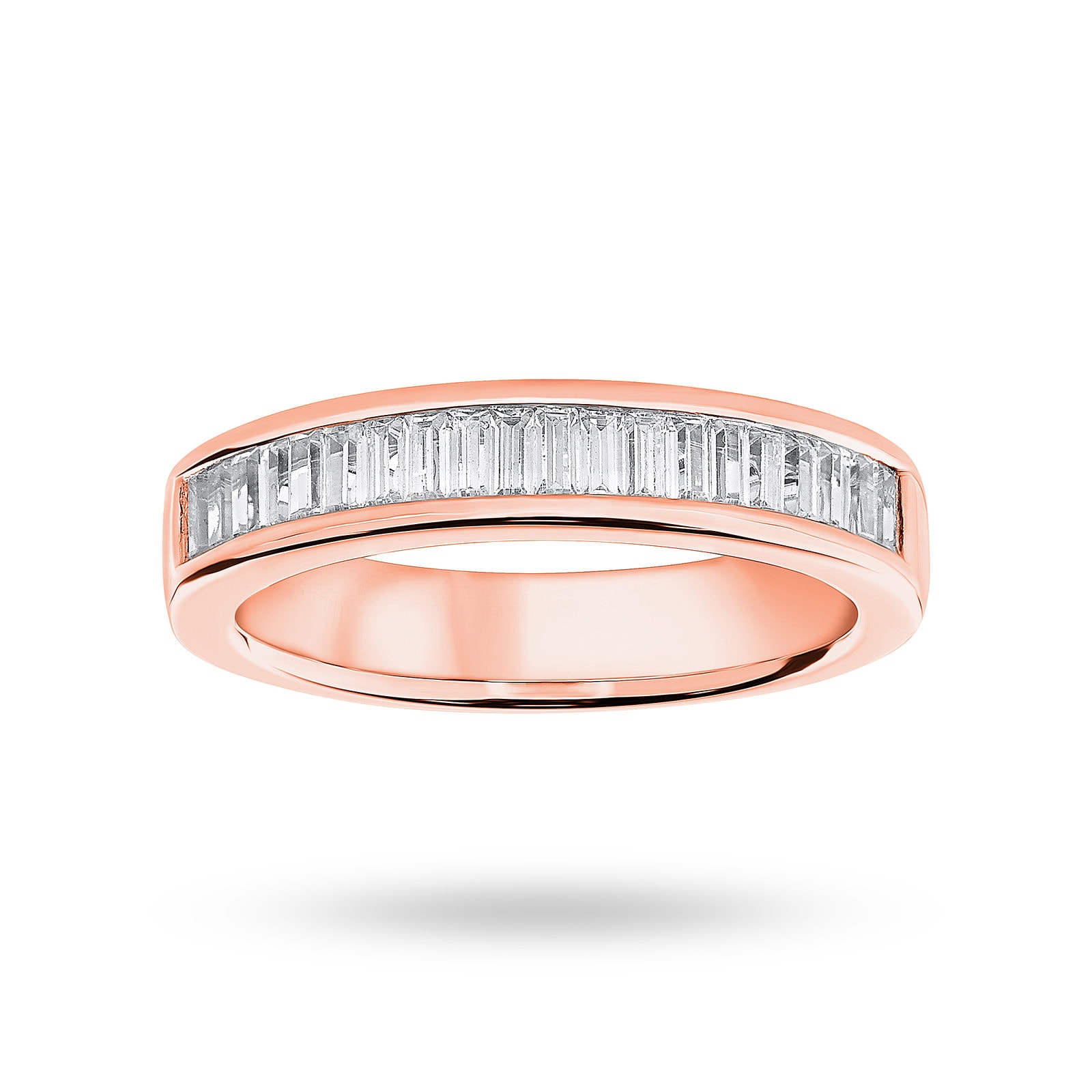 18 Carat Rose Gold 0.75 Carat Baguette Cut Half Eternity Ring - Ring Size L