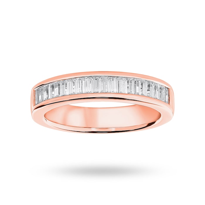 Mappin & Webb 18 Carat Rose Gold 0.75 Carat Baguette Cut Half Eternity Ring - Ring Size J