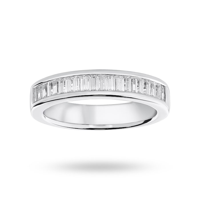 Mappin & Webb 18 Carat White Gold 0.75 Carat Baguette Cut Half Eternity Ring