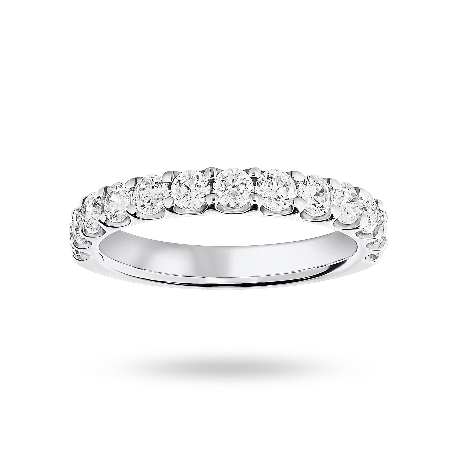 Platinum 1.00 Carat Brilliant Cut Half Eternity - Ring Size M