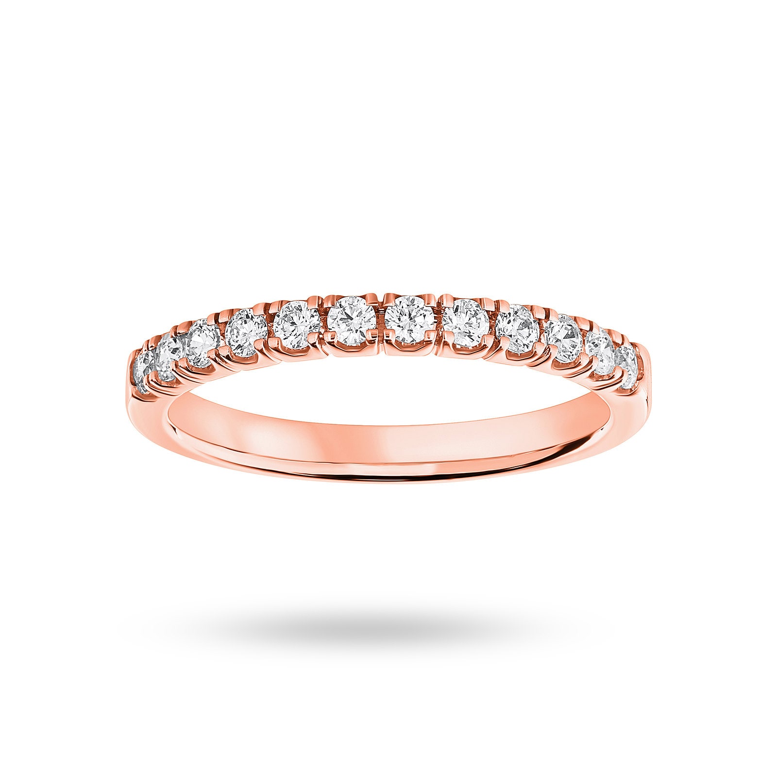 18 Carat Rose Gold 0.33 Carat Brilliant Cut Under Bezel Half Eternity Ring - Ring Size O