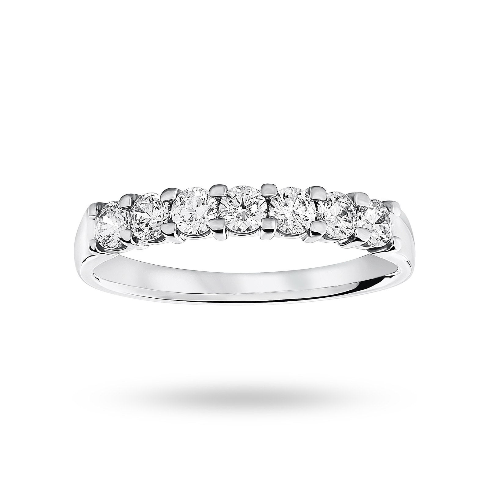 18 Carat White Gold 0.50 Carat Brilliant Cut Under Bezel Half Eternity Ring - Ring Size L