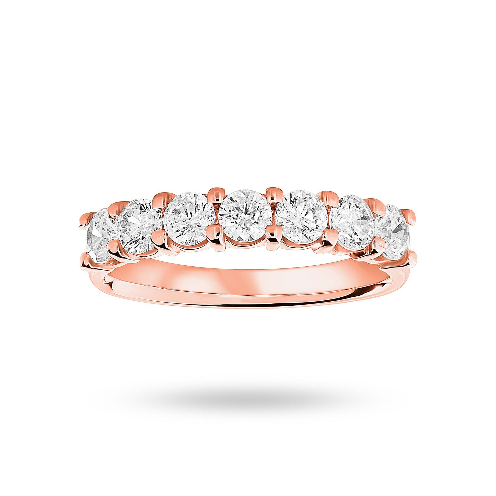 18 Carat Rose Gold 1.00 Carat Brilliant Cut Under Bezel Half Eternity Ring - Ring Size N