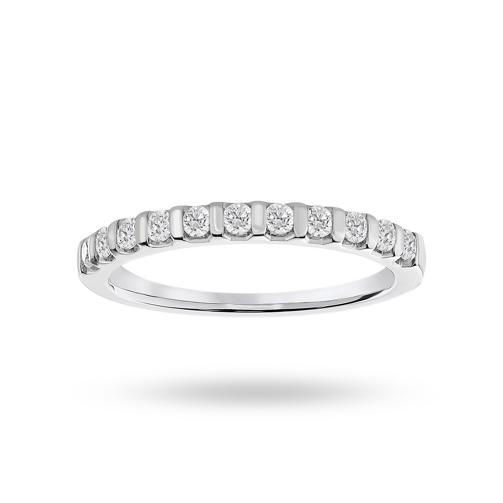 Mappin & Webb Platinum 0.30 Carat Brilliant Cut Bar Half Eternity Ring - Ring Size O