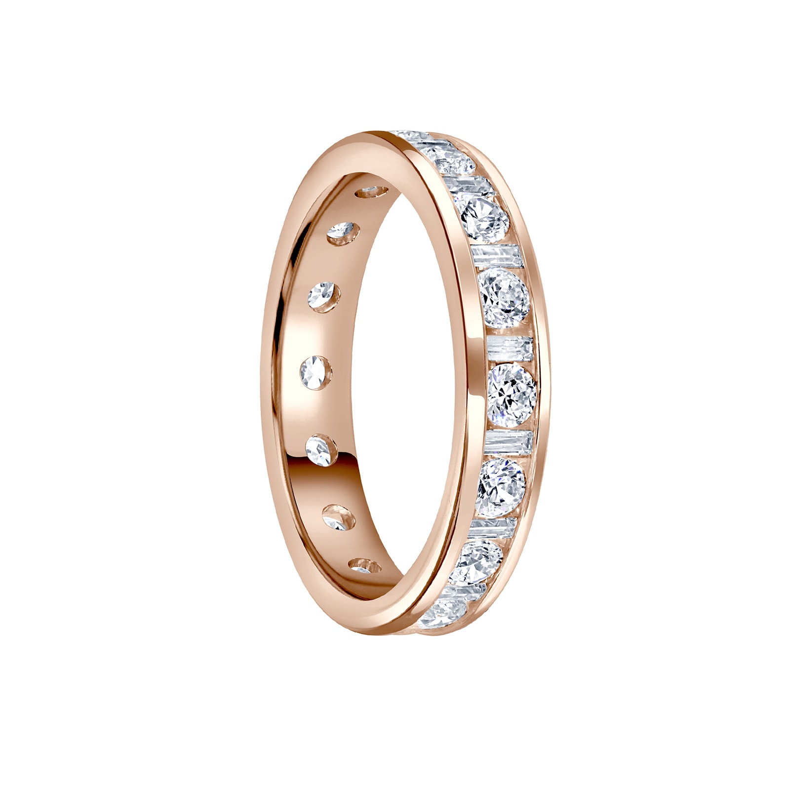 Mappin & Webb 18 Carat Rose Gold 1.50 Carat  Dot Dash Channel Set Full Eternity Ring