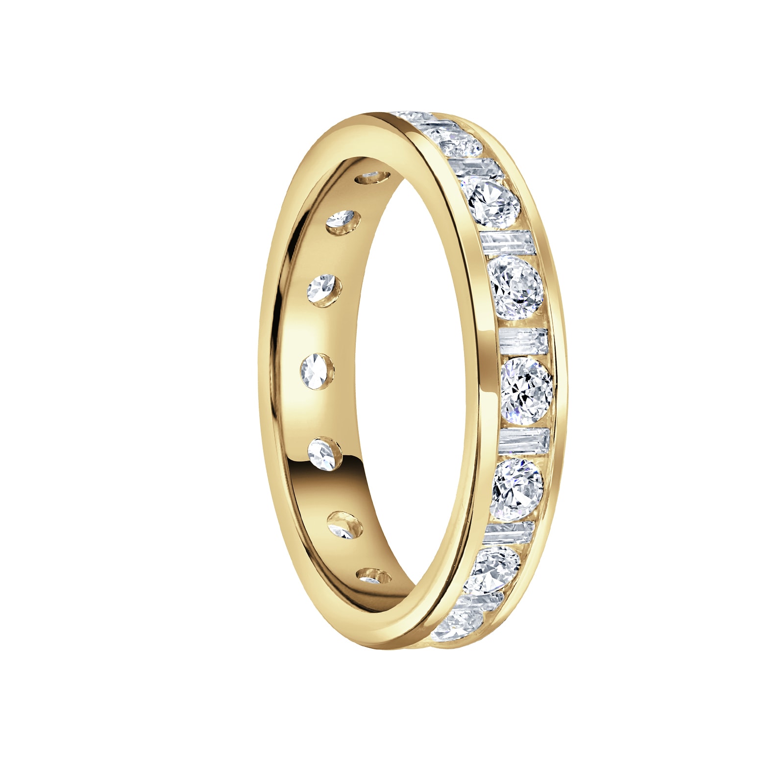 Mappin 
Webb 18 Carat Yellow Gold 1.50 Carat  Dot Dash Channel Set Full Eternity Ring