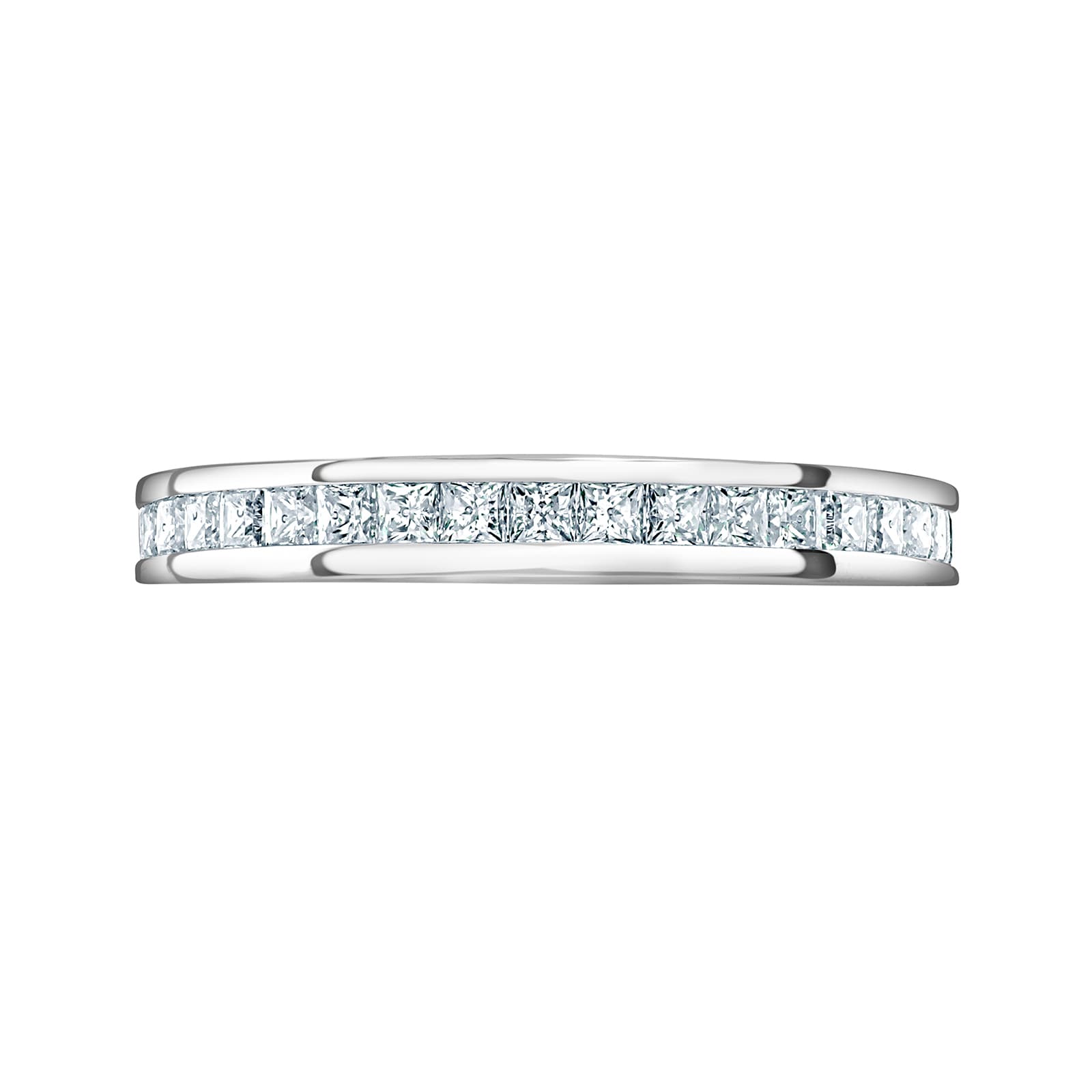 18 Carat White Gold 1.00 Carat Princess Cut Channel Set Full Eternity Ring - Ring Size P