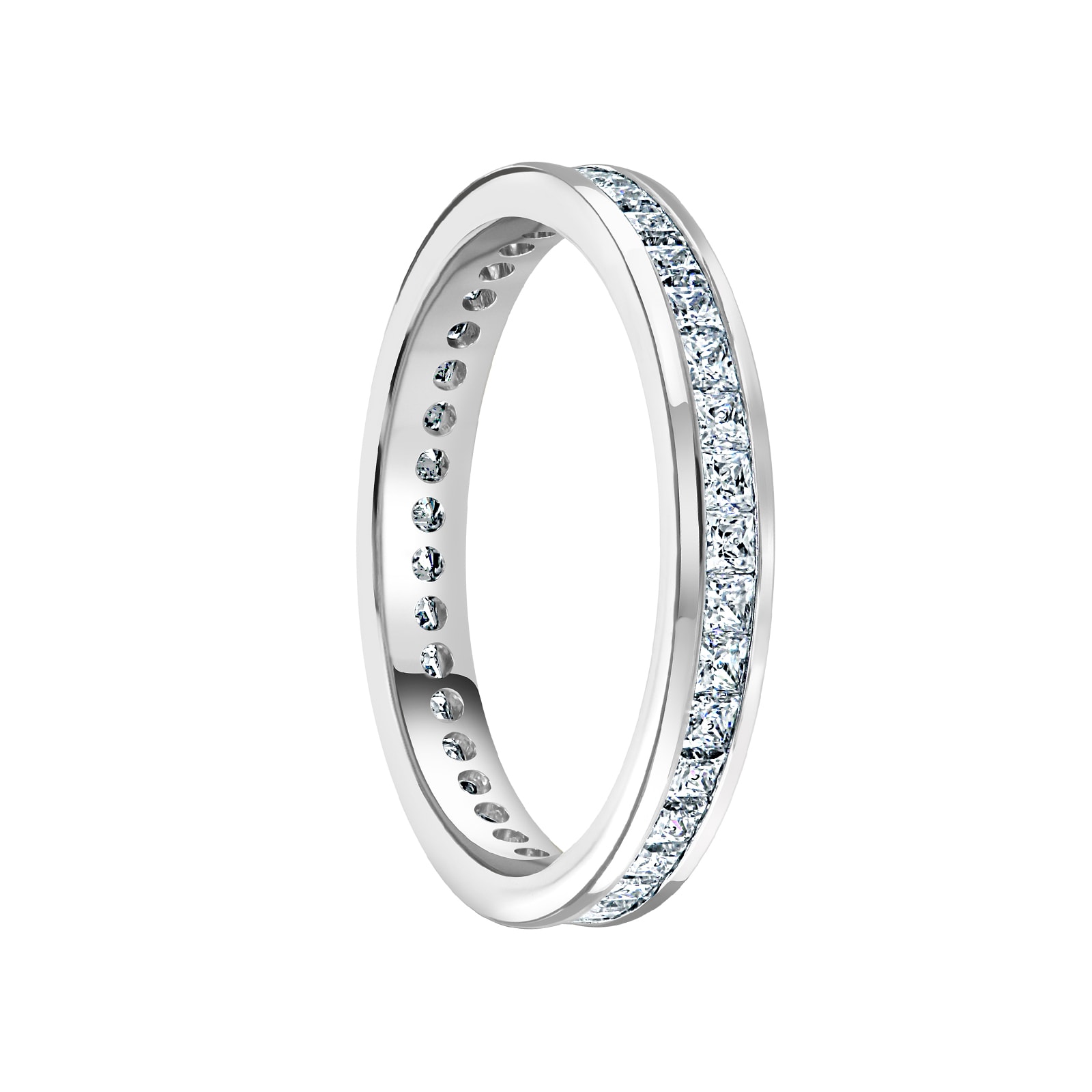 Mappin & Webb 18 Carat White Gold 1.00 Carat Princess Cut Channel Set Full Eternity Ring - Ring Size L Mappin & Webb 18 Carat White Gold 1.00 Carat Princess Cut Channel Set Full Eternity Ring - Ring Size L