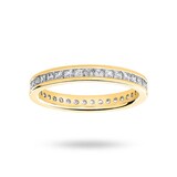 Mappin & Webb 18 Carat Yellow Gold 1.00 Carat Princess Cut Channel Set Full Eternity Ring - Ring Size L