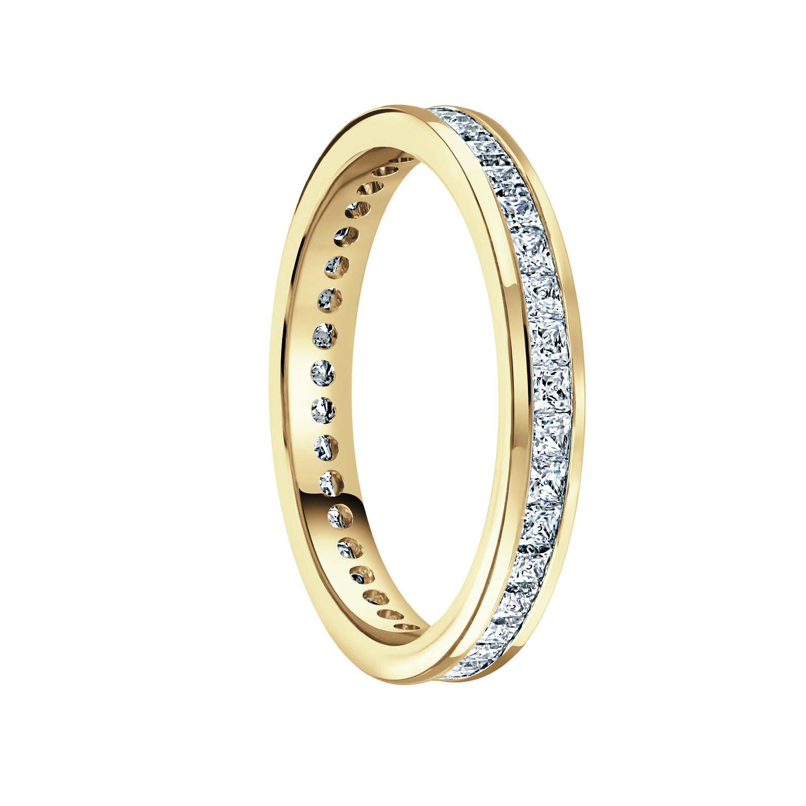 Mappin & Webb 18 Carat Yellow Gold 1.00 Carat Princess Cut Channel Set Full Eternity Ring