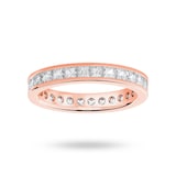 Mappin & Webb 18 Carat Rose Gold 2.00 Carat Princess Cut Channel Set Full Eternity Ring - Ring Size J