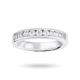 06505838 - 18 Carat White Gold 0.50 Carat Brilliant Cut And Baguette Channel Set Half Eternity Ring