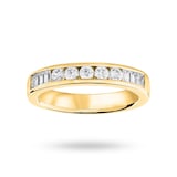 Mappin & Webb 18 Carat Yellow Gold 0.50 Carat Brilliant Cut And Baguette Channel Set Half Eternity Ring