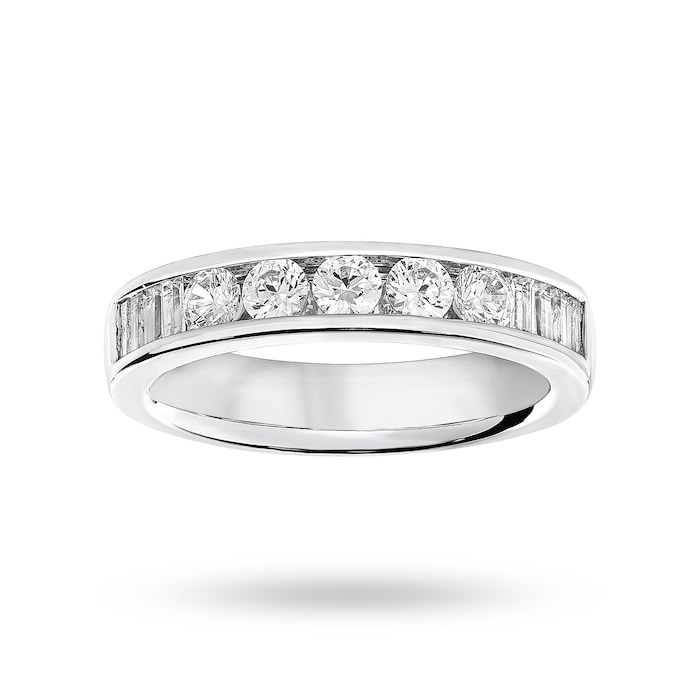 Mappin & Webb Platinum 0.75 Carat Brilliant Cut And Baguette Channel Set Half Eternity Ring