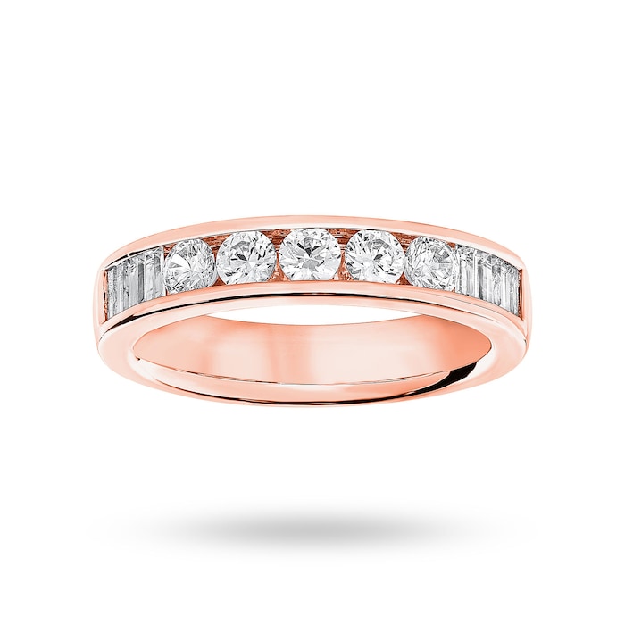 Mappin & Webb 18 Carat Rose Gold 0.75 Carat Brilliant Cut And Baguette Channel Set Half Eternity Ring