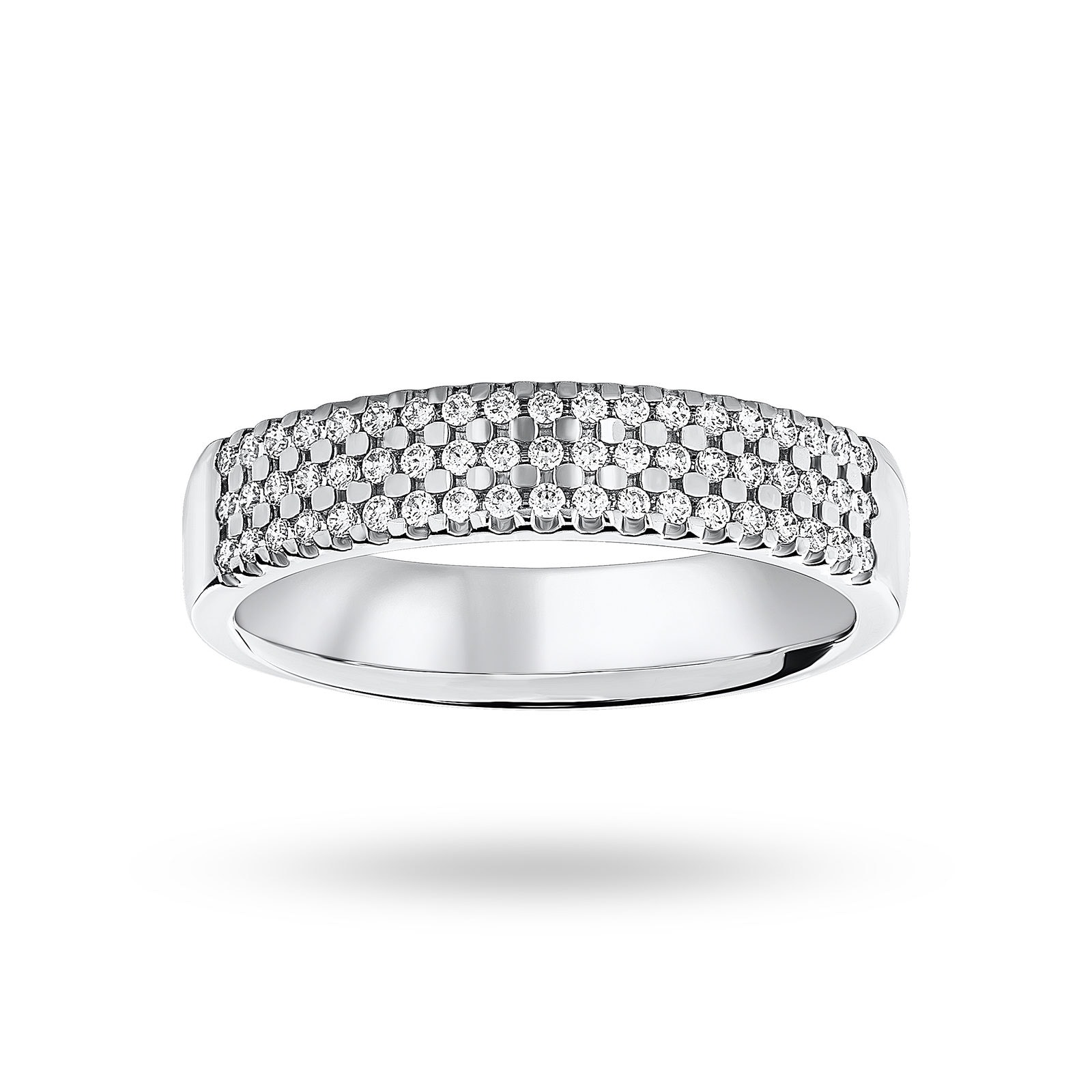 Mappin & Webb Platinum 0.29 Carat Brilliant Cut 3 Row Claw Set Half Eternity Ring - Ring Size J