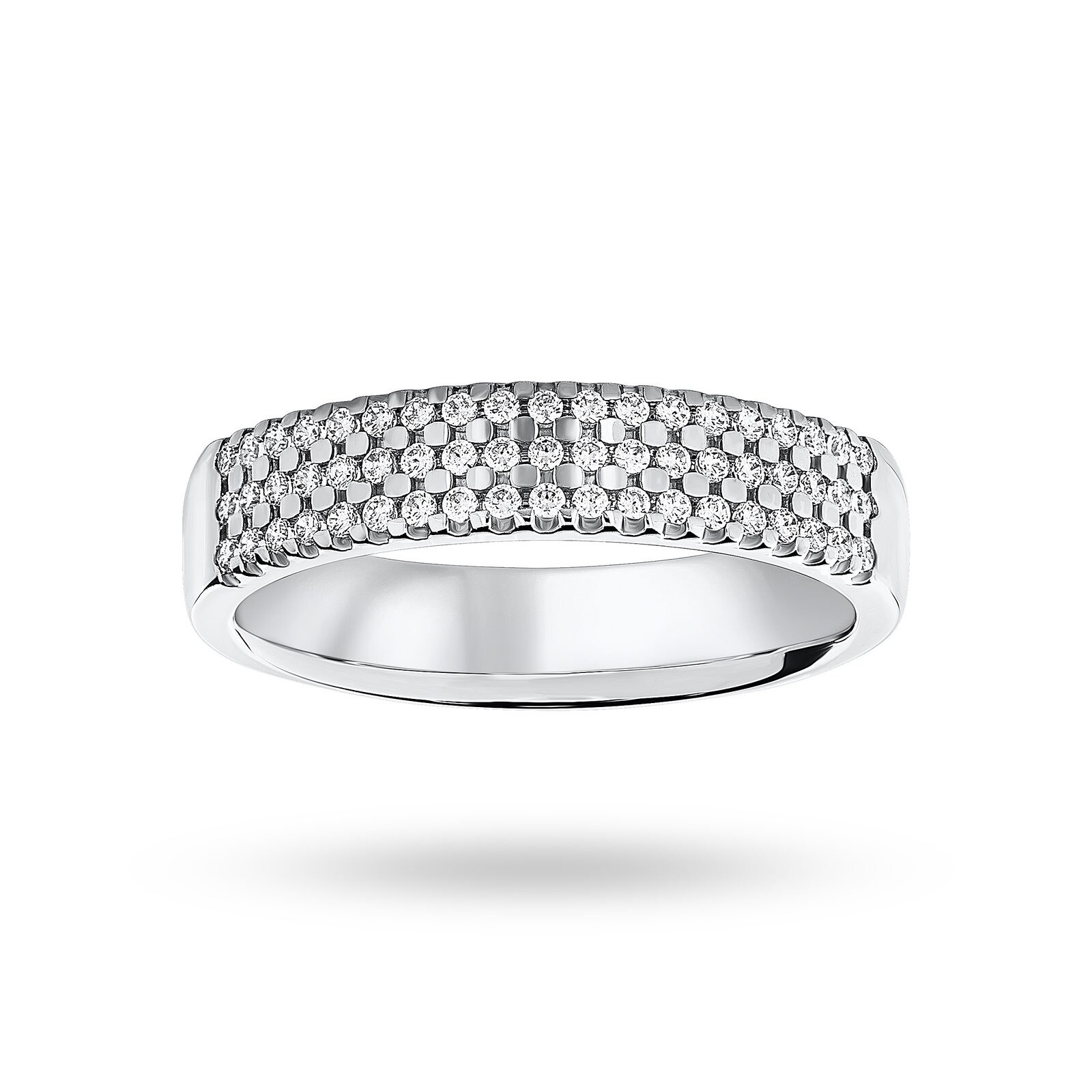 Mappin & Webb 18 Carat White Gold 0.29 Carat Brilliant Cut 3 Row Claw Set Half Eternity Ring