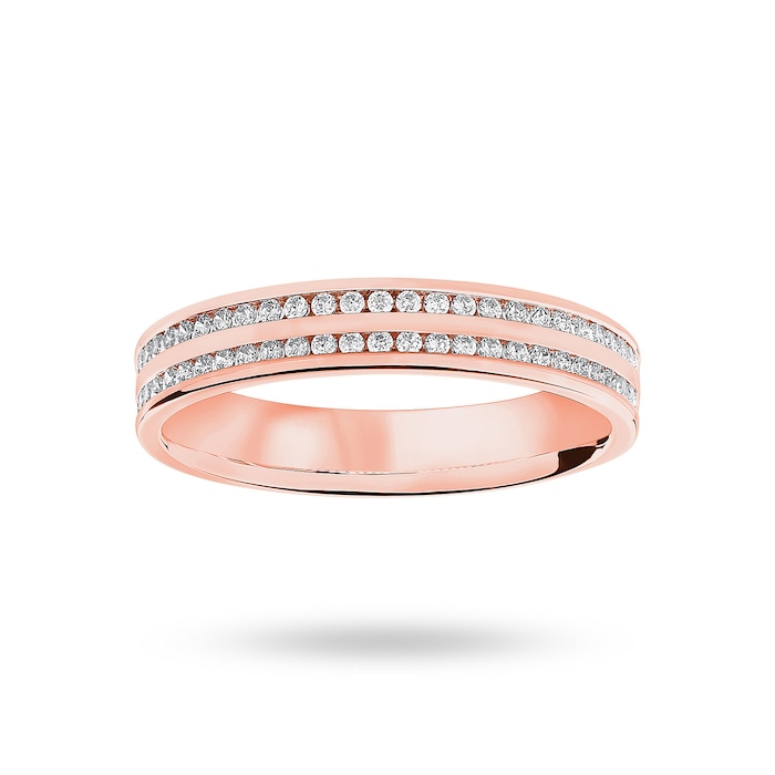 Mappin & Webb 18 Carat Rose Gold 0.28 Carat Brilliant Cut 2 Row Channel Set Half Eternity Ring