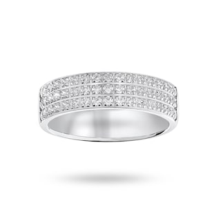 Mappin & Webb 18 Carat White Gold 0.50 Carat Brilliant Cut 2 Row Claw Pave Half Eternity Ring