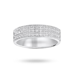 06505913 - 18 Carat White Gold 0.50 Carat Brilliant Cut 2 Row Claw Pave Half Eternity Ring