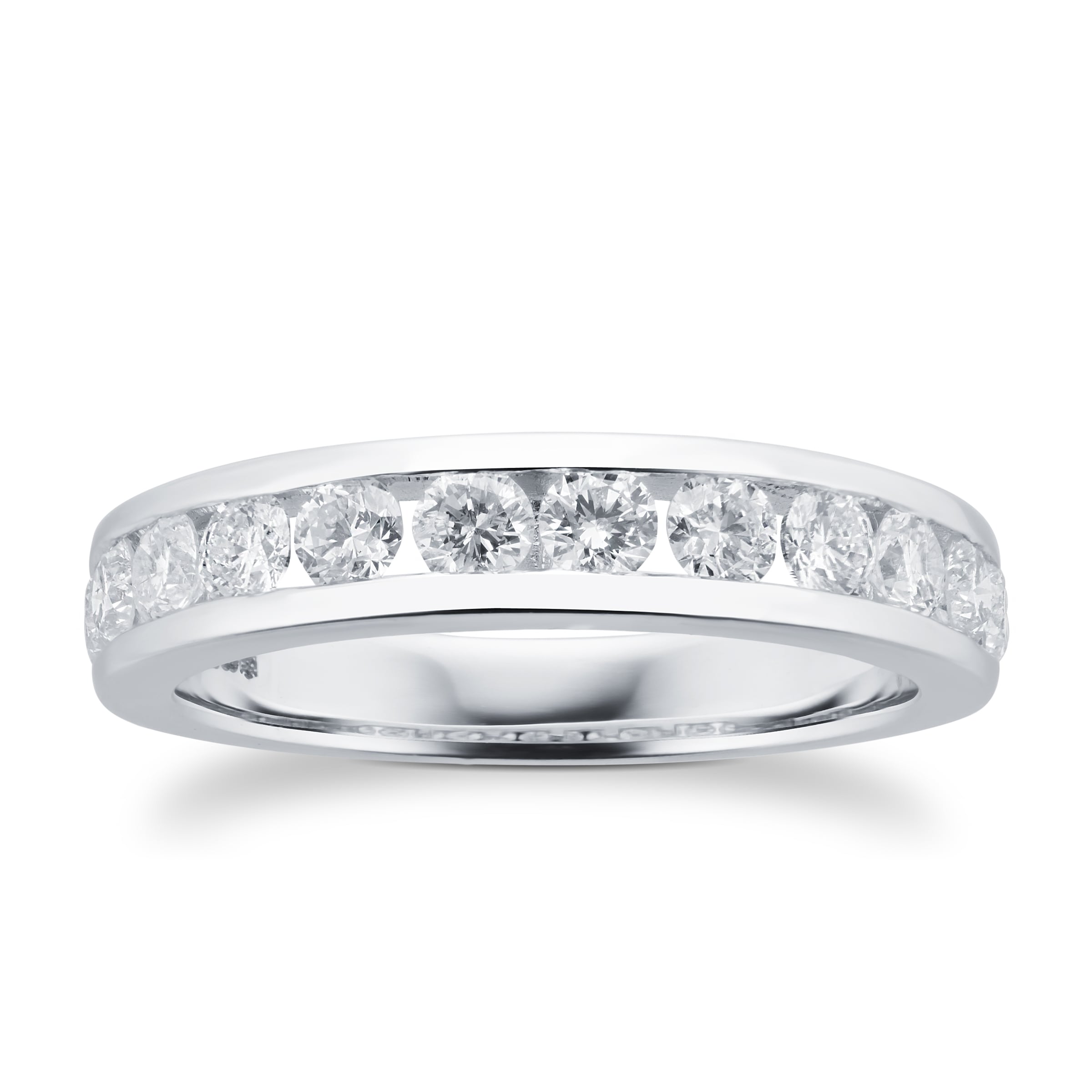 Brilliant Cut 1.00ct Channel Set Half Eternity Ring In 9ct White Gold - Ring Size I