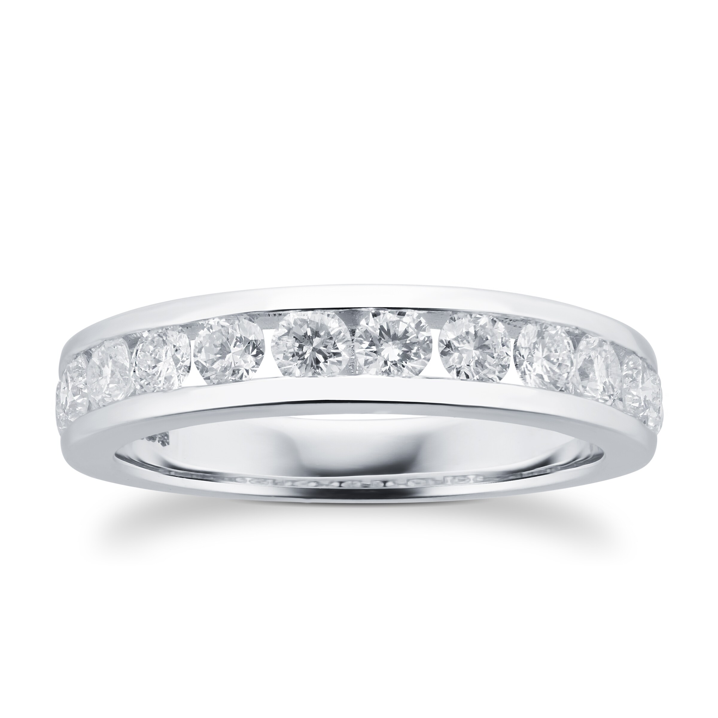 Goldsmiths Brilliant Cut 1.00ct Channel Set Half Eternity Ring In 9ct ...