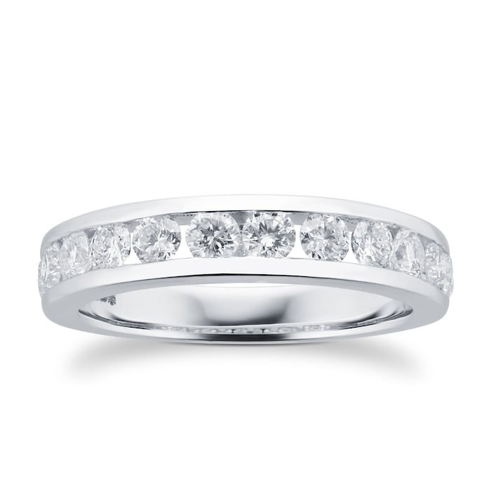 Goldsmiths Brilliant Cut 1.00ct Channel Set Half Eternity Ring In 9ct White Gold - Ring Size K