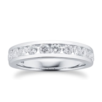 Goldsmiths Brilliant Cut 1.00ct Channel Set Half Eternity Ring In 9ct White Gold