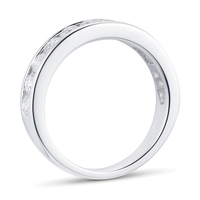Goldsmiths Brilliant Cut 1.00ct Channel Set Half Eternity Ring In 9ct White Gold - Ring Size K