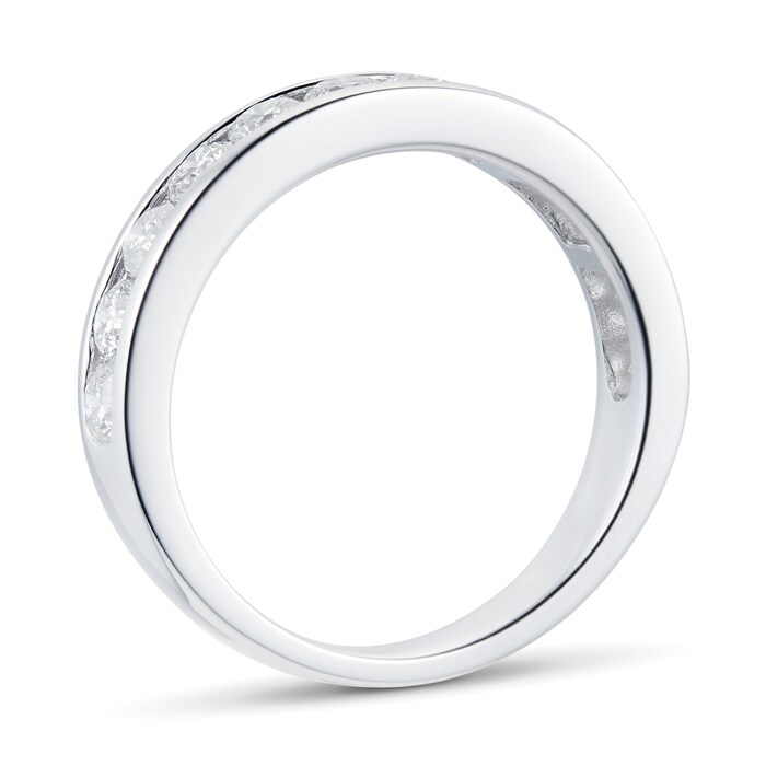 Goldsmiths Brilliant Cut 1.00ct Channel Set Half Eternity Ring In 9ct White Gold - Ring Size K