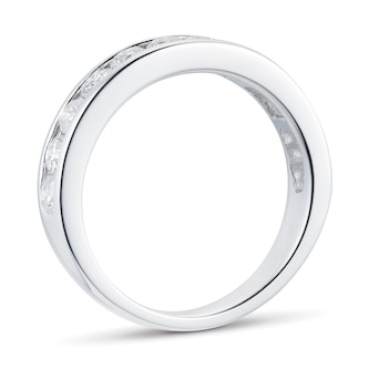 Goldsmiths Brilliant Cut 1.00ct Channel Set Half Eternity Ring In 9ct White Gold