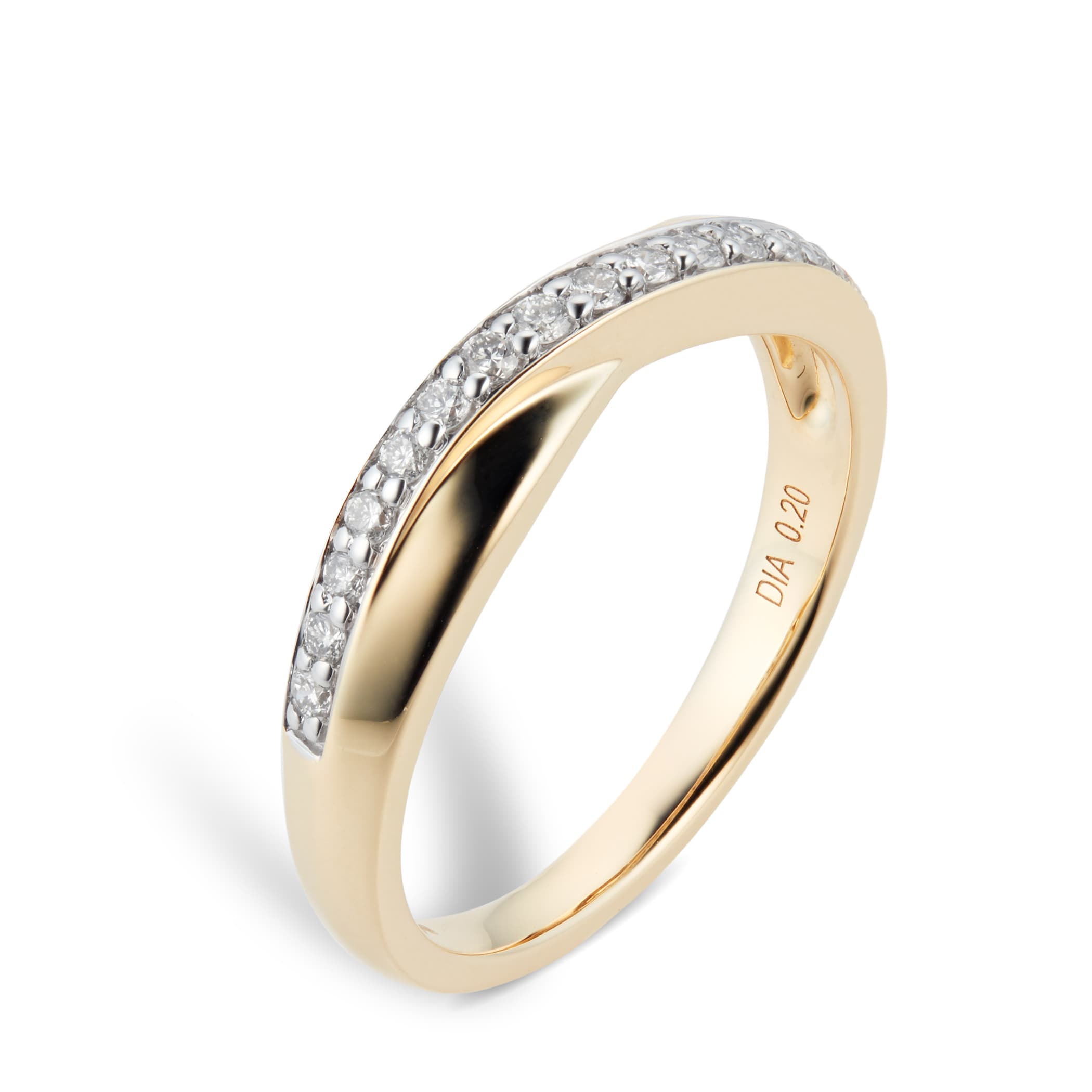 Goldsmiths 9ct Yellow Gold Cross Over 0.20ct Diamond Ring - Ring Size N Goldsmiths 9ct Yellow Gold Cross Over 0.20ct Diamond Ring - Ring Size N