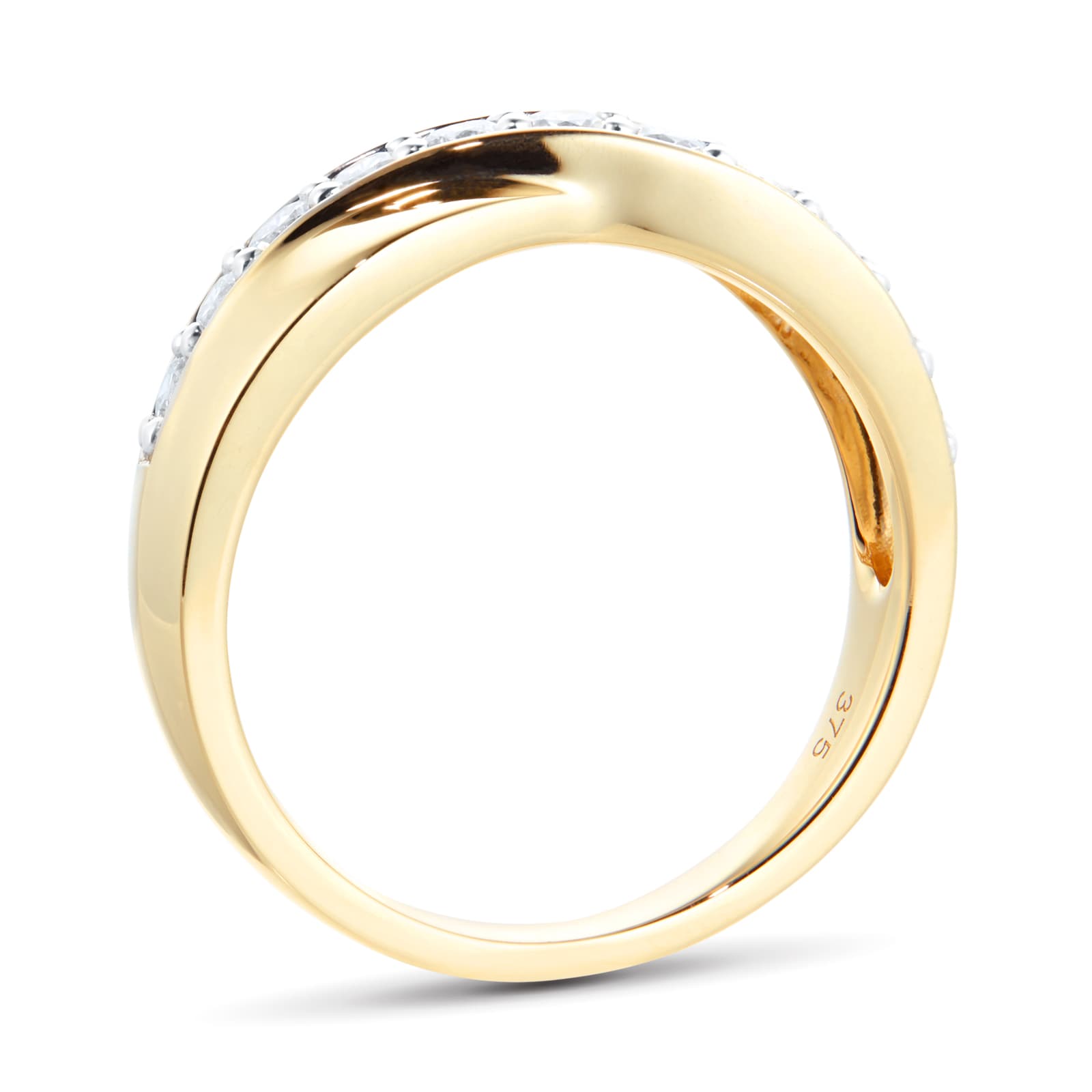 Goldsmiths 9ct Yellow Gold Cross Over 0.50ct Diamond Ring - Ring Size M.5 Goldsmiths 9ct Yellow Gold Cross Over 0.50ct Diamond Ring - Ring Size M.5