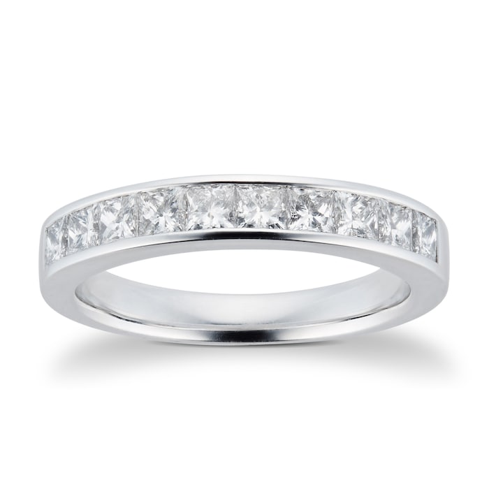 Goldsmiths 18ct White Gold 1.00ct Princess Cut Goldsmiths Brightest Diamond Eternity Ring