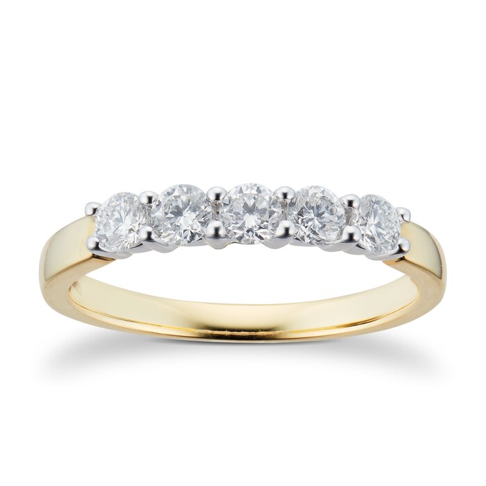 Goldsmiths 18ct Yellow Gold 0.50ct Brilliant Cut Goldsmiths Brightest Diamond Claw Set Ring