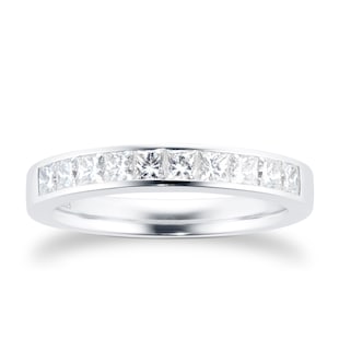 Best Luxury 
18ct White Gold 0.50cttw Princess Cut Channel Set Diamond Eternity Ring