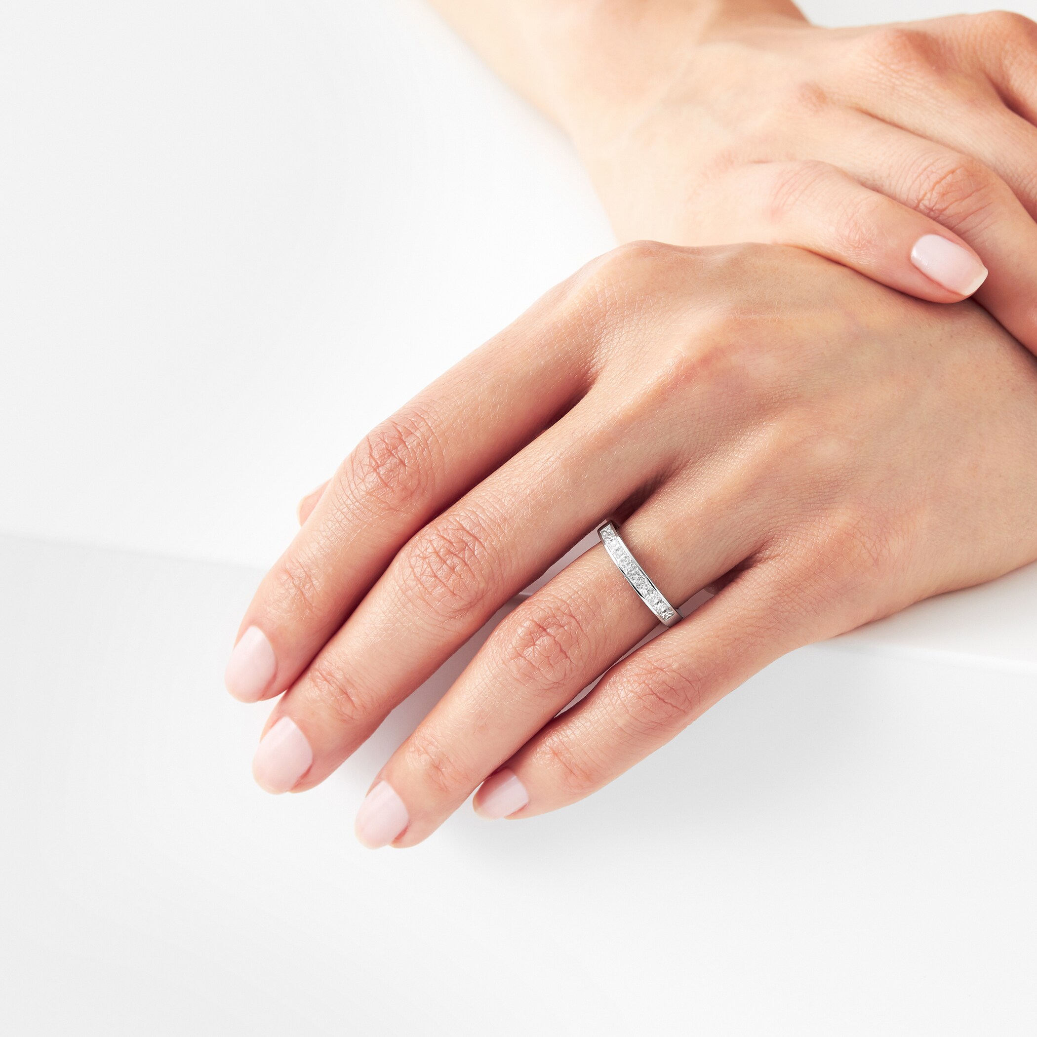 Goldsmiths 18ct White Gold 0.50cttw Princess Cut Channel Set Diamond Eternity Ring Goldsmiths 18ct White Gold 0.50cttw Princess Cut Channel Set Diamond Eternity Ring