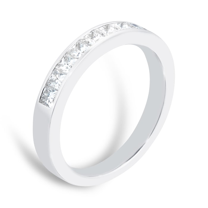 Goldsmiths 18ct White Gold 0.50ct Princess Cut Goldsmiths Brightest Diamond Eternity Ring - Ring Size N