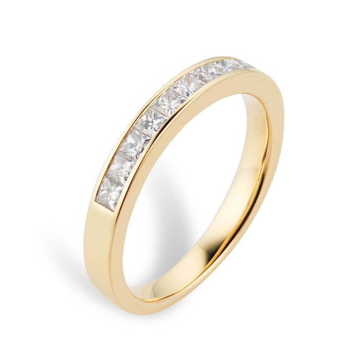 Goldsmiths 18ct Yellow Gold 0.50ct Princess Cut Goldsmiths Brightest Diamond Eternity Ring